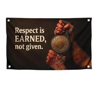 Drapeaux de 0,9 x 1,5 m avec citation de motivation « Respect is Earned, Not Given. » avec quatre œillets en laiton - Bannière murale simple face pour dortoir universitaire - Tapisseries solides en