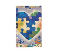 Drapeaux de 0,9 x 1,5 m - Bannière double face de sensibilisation à l'autisme - Pièces de puzzle en forme de cœur 200d - Décoration lourde - Drapeau d'extérieur avec œillets en laiton - Drapeau de