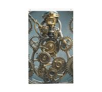 Drapeaux de 0,9 x 1,5 m double face avec engrenages mécaniques Steampunk 200D - Décoration extérieure - Drapeau de bienvenue avec œillets en laiton - Drapeau de jardin pour mariage toutes saisons