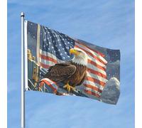 Drapeaux de 1,2 x 1,8 m - Drapeau américain et aigle - Décoration lourde - Drapeau de bienvenue avec œillets en laiton - Drapeaux de jardin pour mariage toutes saisons