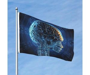 Drapeaux de 1,2 x 1,8 m - Intelligence artificielle - Drapeau cerveau 200d - Décoration lourde - Drapeau de bienvenue avec œillets en laiton - Drapeaux de jardin pour mariage toutes saisons