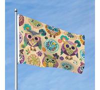 Drapeaux de 1,2 x 1,8 m - Motif chouette - Drapeau de bienvenue avec œillets en laiton - Drapeaux de jardin pour mariage toutes saisons