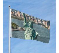 Drapeaux de 1,2 x 1,8 m - Statue de la Liberté à New York - Décoration lourde - Drapeau d'extérieur avec œillets en laiton - Drapeaux de jardin pour mariage toutes saisons