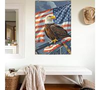 Drapeaux de 6,1 x 0,9 m avec drapeau américain et aigle 200D - Décoration lourde - Drapeau de bienvenue avec œillets en laiton - Drapeau de jardin pour toutes les saisons