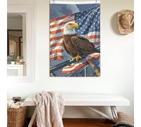 Drapeaux de 6,1 x 0,9 m double face Drapeau américain et aigle Drapeau 200D Décoration lourde Drapeau de bienvenue extérieur avec œillets en laiton Drapeau de jardin pour mariage toutes saisons