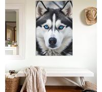 Drapeaux de 61 cm x 0,9 m - Bannière husky aux yeux bleus - Décoration lourde - Drapeau d'extérieur - Drapeau de bienvenue avec œillets en laiton - Drapeau de jardin pour toutes les saisons