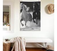 Drapeaux de 61 x 91 cm double face noir et blanc avec chevaux, drapeau de course à pied, décoration lourde 200D, drapeaux de bienvenue d'extérieur avec œillets en laiton, drapeau de jardin pour