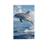 Drapeaux de 9,6 x 1,5 m double face - Drapeau dauphin 200D - Décoration extérieure - Drapeau de bienvenue avec œillets en laiton - Drapeau de jardin pour mariage toutes saisons