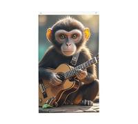 Drapeaux de 9,6 x 1,5 m double face - Drapeau de singe de musique 200D - Décoration extérieure - Drapeau de bienvenue avec œillets en laiton - Drapeau de jardin pour mariage toutes saisons