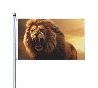 Drapeaux de 90 x 152 cm 200D - Bannière lourde de décoration d'extérieur - Drapeau de lion rugissant en colère - Drapeau de bienvenue avec œillets en laiton - Drapeau de jardin pour toutes les saisons