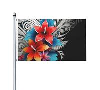 Drapeaux de 90 x 152 cm 200D - Bannière lourde décorative d'extérieur décorée avec des motifs floraux tribaux - Drapeau de bienvenue avec œillets en laiton - Drapeau de jardin pour toutes les saisons