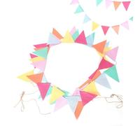 Drapeaux de bannière de fanion colorés, guirlande de bannière de drapeau en lin de coton fanion arc-en-ciel pré-enfilé pour les vacances d'anniversaire et la fête à thème (10 mètres 42 pièces)