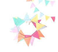 Drapeaux de bannière de fanion colorés, guirlande de bannière de drapeau en lin de coton fanion arc-en-ciel pré-enfilé pour les vacances d'anniversaire et la fête à thème (5 mètres 24 pièces)