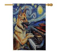 Drapeaux de berger allemand pour maison de chien, 71,1 x 101,6 cm, double face, piano étoilé, drapeau standard en toile de jute pour maison, chiot pour animaux de compagnie, drapeaux de jardin