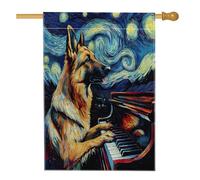 Drapeaux de berger allemand pour maison de chien, 71,1 x 101,6 cm, double face pour décoration, piano étoilé, toile de cour, drapeaux de maison, pour animaux de compagnie, chiot, décoration de jardin