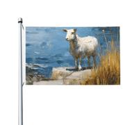 Drapeaux de bienvenue 200D robustes pour jardin, 91 x 152 cm | Drapeau de mouton debout au bord de la mer pour l'extérieur - Bannière imperméable - Drapeaux de décoration pour les vacances