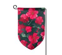Drapeaux de bienvenue à imprimé floral rouge et rose - Décoration extérieure - Pour jardin et terrasse - 30,5 x 45,7 cm - Plusieurs formes