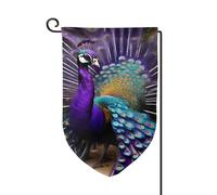 Drapeaux de bienvenue à imprimé paon violet - Décoration extérieure - Pour jardin et terrasse - 30,5 x 45,7 cm - Plusieurs formes