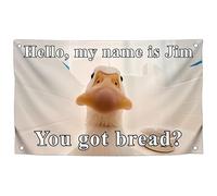 Drapeaux De Bienvenue Bonjour, Je M'Appelle Jim. Tu As Du Pain ? Outdoor Flags Polyester Drapeau Pirates Anti-Rides Drapeaux Décoratifs D'Extérieur For Chambre À Coucher Pelouse Salon 90x150cm