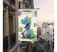 Drapeaux de bienvenue double face 90 x 150 cm pour l'extérieur, drapeau de maison vertical, jolis drapeaux de jardin dinosaures, grande bannière de fêtes avec œillets en laiton, drapeaux décoratifs po