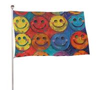Drapeaux de bienvenue double face avec œillets en laiton - 61 x 88,9 cm - Motif smiley coloré - Pour mariage, vacances saisonnières - Décoration extérieure