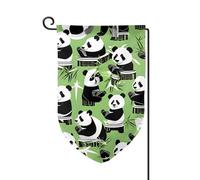 Drapeaux de bienvenue en bambou avec imprimé panda - Décoration extérieure - Pour jardin et terrasse - 30,5 x 45,7 cm - Plusieurs formes
