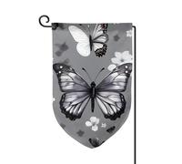 Drapeaux de bienvenue gris sarcelle imprimé papillon décoration extérieure jardin patio drapeau toutes saisons 30,5 x 45,7 cm plusieurs formes