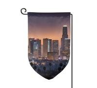 Drapeaux de bienvenue imprimés d'horizon de Los Angeles - Décoration extérieure - Pour jardin et terrasse - 30,5 x 45,7 cm - Plusieurs formes