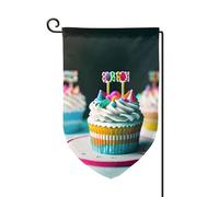 Drapeaux de bienvenue imprimés « Happy Birthday Cakes » - Décoration extérieure - Pour jardin et terrasse - 30,5 x 45,7 cm - Plusieurs formes