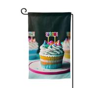 Drapeaux de bienvenue imprimés « Happy Birthday Cakes » - Décoration extérieure - Pour jardin et terrasse - 30,5 x 45,7 cm - Plusieurs formes