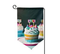 Drapeaux de bienvenue imprimés « Happy Birthday Cakes » - Décoration extérieure - Pour jardin et terrasse - 30,5 x 45,7 cm - Plusieurs formes