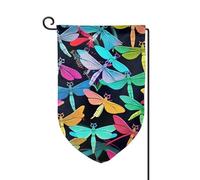 Drapeaux de bienvenue mignons avec imprimé libellules - Décoration extérieure - Pour jardin et terrasse - 30,5 x 45,7 cm - Plusieurs formes