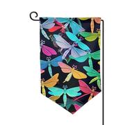 Drapeaux de bienvenue mignons avec imprimé libellules - Décoration extérieure - Pour jardin et terrasse - 30,5 x 45,7 cm - Plusieurs formes