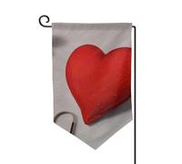 Drapeaux de bienvenue romantiques rouges à imprimé cœur rouge pour décoration extérieure pour jardin patio drapeau 30,5 x 45,7 cm, plusieurs formes