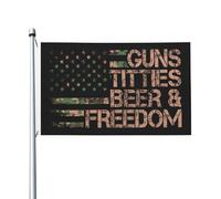 Drapeaux de bière et de la liberté avec inscription « Guns Titties Beer & Freedom » pour chambre 9,6 x 152,7 cm - Décoration d'intérieur et d'extérieur - Cadeau pour homme