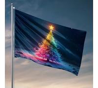 Drapeaux de campagne pour garçon - Arbre de Noël magique dans le ciel nocturne - Décoration de chambre d'adolescent - Drapeaux amusants (120 x 180 cm)