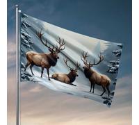 Drapeaux de campagne pour garçon - Trois élans majestueux en hiver - Décoration de chambre d'adolescent - Drapeaux amusants (30 x 45 cm)