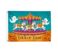 Drapeaux de carrousel pour extérieur, fantôme festif, citrouille, Halloween, drapeaux décoratifs pour extérieur, panneaux avec œillets décoratifs pour porche, balcon, terrasse, patio - 0,9 x 1,5 m