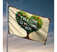 Drapeaux de chambre à coucher Arbre de cœurs : Everyone Is Welcome Here Drapeau Décorations de cour extérieure Décoration de patio (30 x 45 cm)
