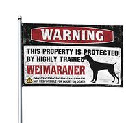 Drapeaux de chambre à coucher avec avertissement « This Property Is Protected By A Highly Trained Weimaraner » - Décoration d'intérieur pour homme - Drapeaux amusants de dortoir (30 x 45 cm)