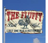 Drapeaux de chambre à coucher avec inscription « The Fluffy Butt Hut Last One In Is A Rotten Egg » - Décoration rétro pour chambre (152 x 244 cm)