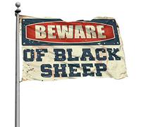 Drapeaux de chambre à coucher « Beware of Black Sheep » - Décoration d'intérieur pour homme - Drapeaux amusants pour dortoir (152 x 244 cm)