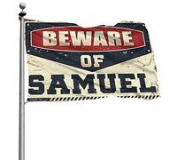 Drapeaux de chambre à coucher « Beware of Samuel » - Décoration d'intérieur pour homme - Drapeaux amusants pour dortoir (152 x 244 cm)