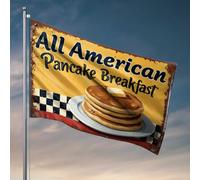 Drapeaux de chambre à coucher Crêpes dorées : un drapeau américain classique pour le petit déjeuner pour hommes, accessoires de chambre à coucher (152 x 244 cm)