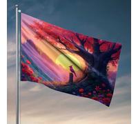 Drapeaux de chambre à coucher de soleil sérénité : perchoir d'oiseau dans un jardin fleuri, décoration de bar, décoration pour la maison, cadeaux amusants pour patron (30 x 45 cm)
