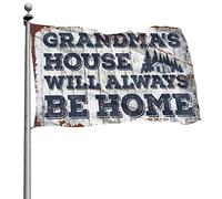 Drapeaux de chambre à coucher « Grandmas 'S House Will Always Be Home » - Décoration d'intérieur pour homme - Drapeaux amusants de dortoir (120 x 180 cm)