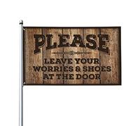 Drapeaux de chambre à coucher « Please Leave Your Worries & Shoes At The Flag » - Décoration d'intérieur pour homme - Drapeaux amusants de dortoir (60 x 90 cm)