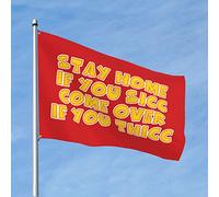 Drapeaux de chambre à coucher « Stay Home If You Sicc Come Over If You Thicc » - Décoration rétro pour chambre (120 x 180 cm)
