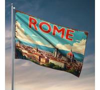 Drapeaux de chambre à coucher vintage : Rome, Italie - Une ville d'histoire et de beauté Drapeaux pour hommes Accessoires de chambre à coucher (120 x 180 cm)