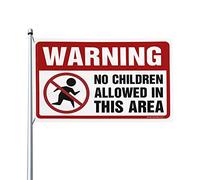Drapeaux de chambre amusants avec avertissement interdits d'enfants autorisés dans cette zone - Décoration amusante (120 x 180 cm)